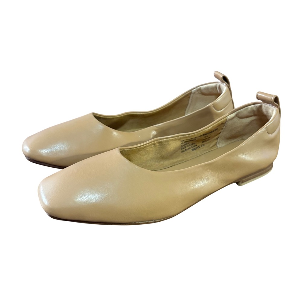 Time and Tru Ballet Flats Women Size 7 Beige Excellent Memory Foam Square Toe